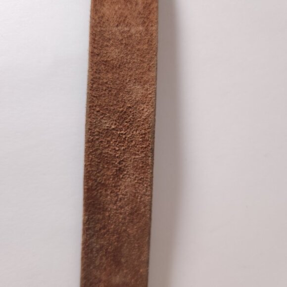 Abercrombie & Fitch Brown Leather Belt Womens S/M Sequins Beads Moose Logo Boho - Picture 9 of 16